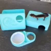 Sky Blue Leopard Gecko humid hide, dry hide, food bowl, calcium & water dish combo