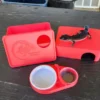 Strawberry Red Leopard Gecko humid hide, dry hide, food bowl, calcium & water dish combo